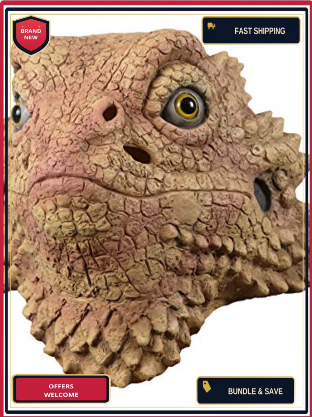 Spiny Lizard Mask Natural Latex Animal Head Halloween Costume Adult